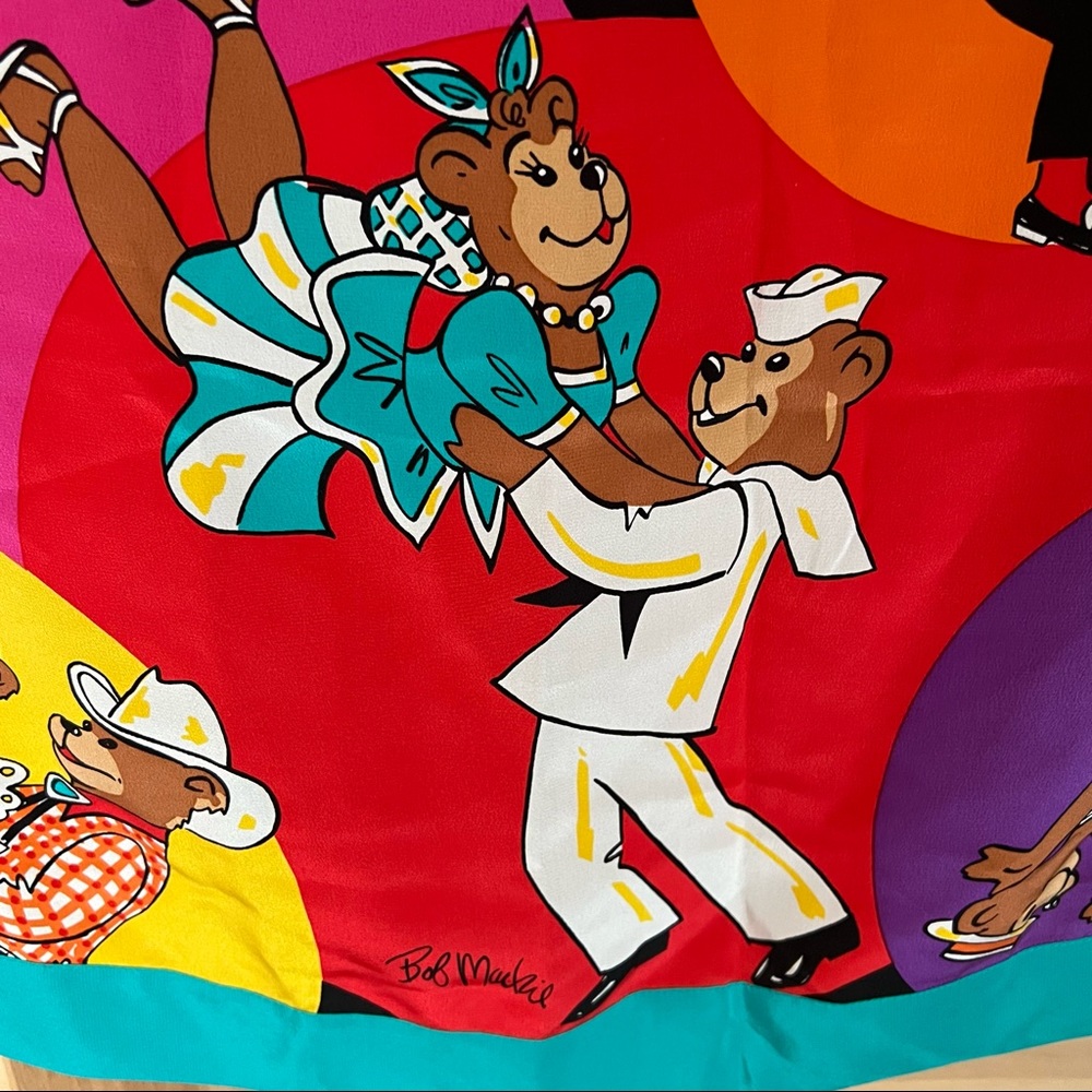 💜 Best Price Ever! Original Bob Mackie Wearable Art Dancing Bears 100% Silk - Picture 5 of 13